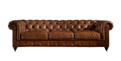 China 100 Percent Genuine Three Seater Leather Sofa Solid Wood Frame For Living Room for sale