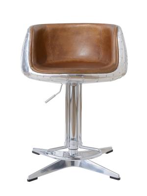 China Vintage Tan Brown Leather Counter Height Stools , Kitchen Counter Swivel Stools With Backs for sale