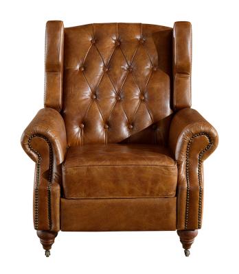 China Vintage High Back Brown Leather Recliner Chair High Density Foam / Sponge for sale