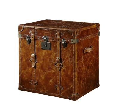 China Brown Leather Storage Trunk Plywood Frame 0.275CBM Volume Without Drawers Storage for sale