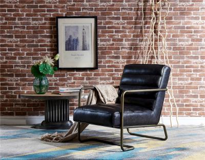 China Loft Slate Modern Black Leather Chair , Leather Accent Chairs Golden Metal Legs for sale