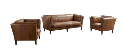 China Soft Light Brown Leather Couch Living Room Sofa Double Layer Top Grain 5 Years Warranty for sale