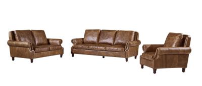 China Solid Wood Legs Supper Soft Leather Sofa High Density Foam / Sponge S Shape Spring for sale