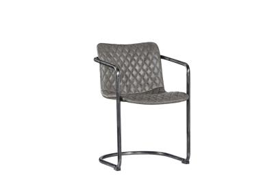 China Soft Grey Leather Dining Room Chairs , Upholstered Dining Room Chairs With Arms for sale