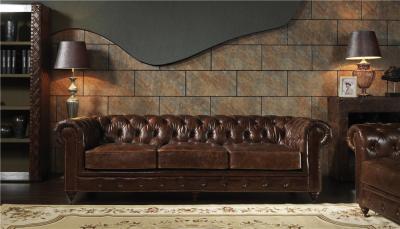 China Oversized Top Grain Leather Sofa , Modern 3 Seater Leather Sofa Brown Long Lifespan for sale