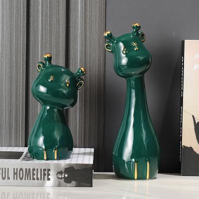 China Luxury Ceramic Home Decoration Accessories Pieces In Sublimation Sculpture Deer Eco-friendly Handmade Art Ornaments for sale