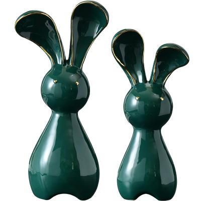 China Custom Made Eco-friendly Sublimation Christmas Ornaments Ceramic Christmas Rabbit Ornaments Sets For Sublimation for sale