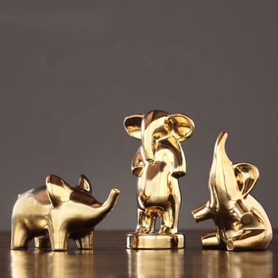 China Home Decorations Modern Luxury Ornament Real Gold Plated DIY Elephant Statues Sublimation Christmas Ornament for sale