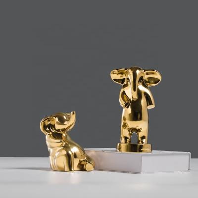 China Modern Interior Decorations 2021 Personalized Creative Lucky Luxury Home Accessories Elephant Gold Ornament Decoration Home Decor Ornament for sale