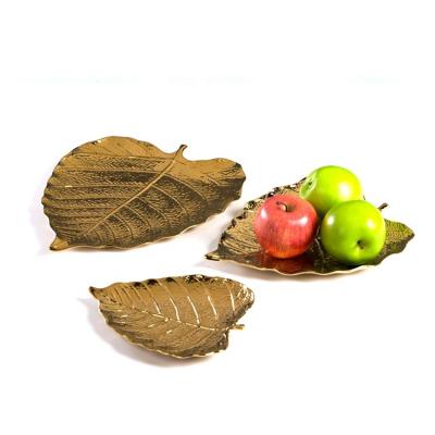 China Viable Leaf Dish Gift Decor Porcelain Thin Layer Gold Ceramic Wedding Favors Fruit Bowl Ceramic Bowls for sale