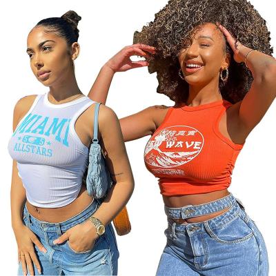 China YD-BN7177 Breathable Women Tops Fashionable Summer Vintage T-shirt Sleeveless Printed Tank Tops For Women for sale