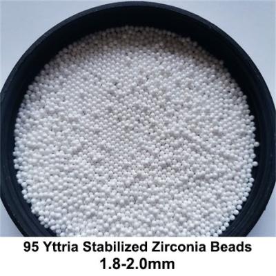 China 95 Yttrium Stabilized Zirconia Beads Grinding Media 1.8-2.0mm 2.0-2.2mm High Viscosity Slurry for sale