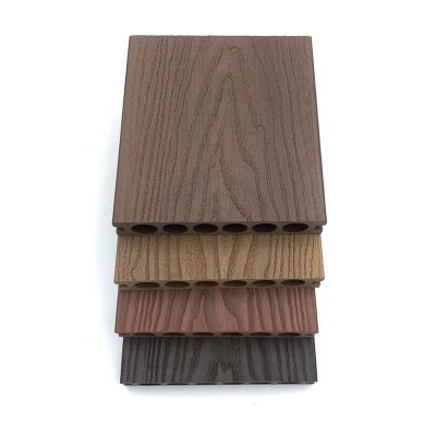 China Waterproof Wear Resistant Anti Slip WPC 3D Embossed Flooring Wood Fiber Plastic Wood Composite Anti Slip Planks Outdoor Garden Flooring Deck for sale