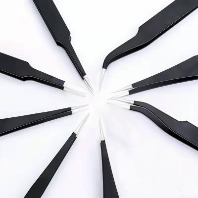 China Free Sample Black Stainless Steel Precise Closing Tweezers esd-10, esd-11, esd-12, esd-13, esd-14, esd-15, esd 16 tweezers for sale