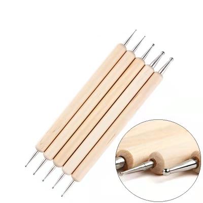 China Nail Dot Pen 2 Ways 5 Pcs 2 Way Dotting Pen Tool Nail Art Acrylic Gel Nail Polish Tools Wooden Dotting Pen for sale