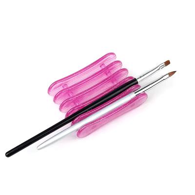 China Clear Acrylic Plastic Nail Art Brush Pen Holder Beauty Salon Pink Nail Art Brush Pen Holder Wholesale for sale