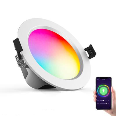 China Durable 2022 Tuya App CCT RGB Adjustable Wifi LED Smart Downlight Plastic Housing Control Dimmable for sale