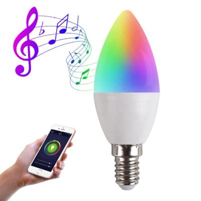 China Low Price E14 C37 RGB Residential Lamp 400lm Candle Shape 5W Wifi Smart LED Light Bulb for sale