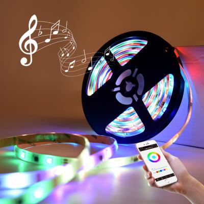 China Theme Park RGBIC Rainbow Effect 24 Volt LED Smart Strip Lighting, IR Music Remote Control Sync Dream Color LED Strip RGB 5050 for sale