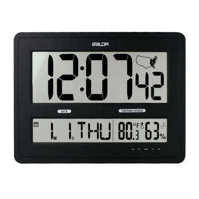 China Jumbo Calendars BALDR B0304 Digital Time Zone Clock Calendar With Indoor Temperature Humidity Atomic Clock for sale