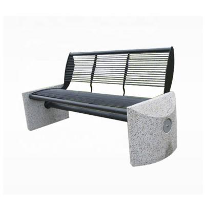 China Modern Landscaping Garden Stone Bench With Back Outdoor Concrete Bench Seat for sale