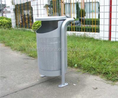 China Sustainable Powder Coated Perforated Steel Trash Can Outdoor Street Trash Can for sale