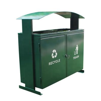 China Sustainable Powder Coated Steel Outdoor Waste Recycling Garbage Bin for sale