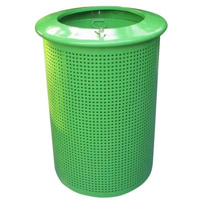 China Large Metal Viable Commercial Outdoor Trash Can Perforated Steel Plate for sale