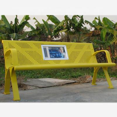 China Modern Metal Outdoor Advertising Public Seating Solar Light Park Bench for sale