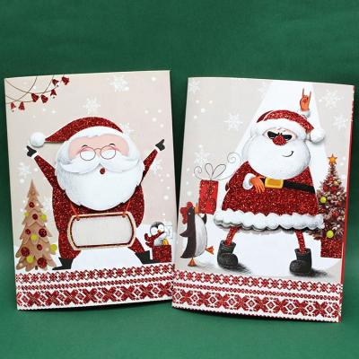 China Wholesale Custom Europe Santa Claus Music Greeting Card 3D Led Christmas Cards for sale