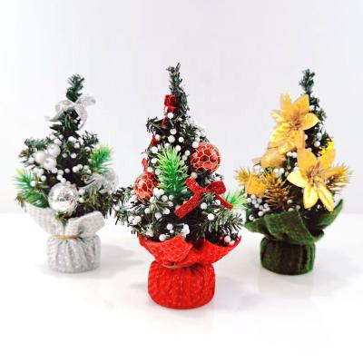 China Wholesale 30cm Hot Sale Office Christmas Tree Decoration PVC Mini Small Artificial Christmas Trees for sale