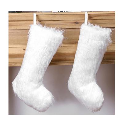 China China Factory Wholesale Custom Cotton Christmas Gift Bag Hot Sale Luxury White Christmas Stocking for sale