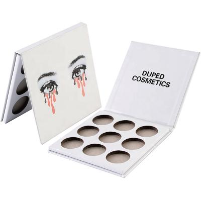 China Cosmetics Package Wholesale 9 Colors Custom White Eyeshadow Palette Empty Eyeshadow Packaging Box for sale