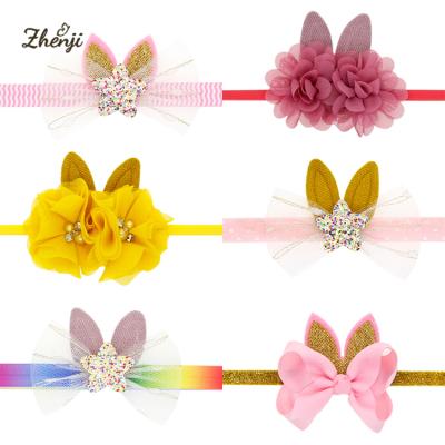 China Sweet Easter Kids Decorative Rabbit Ear Headband Baby Rabbit Ears Hair Bands Festival Decorative Headband for sale