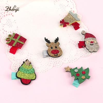 China Sweet Christmas Kids Girl Hairpins Elk Sequin Hair Clips Baby Side Clip for sale