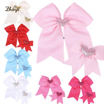 China Sweet Valentine's Day Children Dovetail To Curl Big Small Hair Clip Of A 2pcs/Set Solid Color Love Style Elastic Band Hair Clip for sale