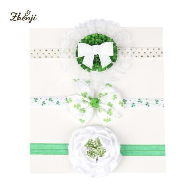 China Wholesale Sweet St Patrick's Day Children's Headdress Baby Green Leaf Grass Stretch Headband Hair Bands for sale