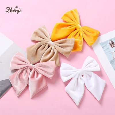 China 2022 New 6 Inch Winter Velvet Hair Bow Kids Sweet Korean Girls Hair Clips Big Ponytail Dovetail Side Clip Princess Dovetail Hair Clips for sale