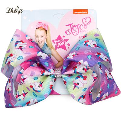 China 2022 European and American style JoJo's Siwa 8 inch above the bows printed children's unicorn hair bows accessories printed knot for sale