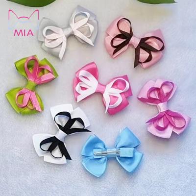 China Wholesale Fashion 3 Inch Plain Grosgrain Ribbon Hair Bows Baby Hairbow With Clip For Hair Accessories for sale