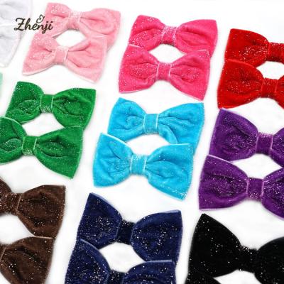 China Korean newcomer candy color girl hairpin soft bow flannel glitter headdress hits side clip children hair accessories 2914 for sale