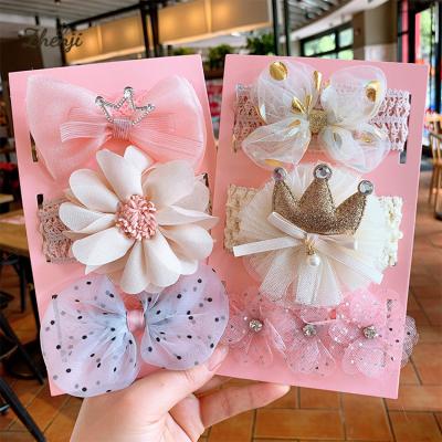 China Korean Princess Headdress Bow Hairpin New Baby Organza Soft Hair Accessories Set Children's Hairpin Hair Clips Gift Set for sale