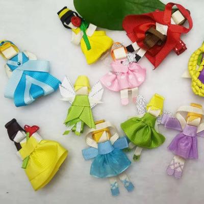 China Free Shipping Special Design Fashion Design Ribbon Flower Fairy Princess Character Sculpting Hair Bow With Clip For Baby for sale