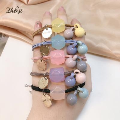 China Central Statistical Square Rhinestone Ball Hair Band Korea Soft Free Shipping Elastic Hair Accessories For Women Crystal Hair Tie Rubber Band for sale