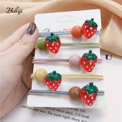 China A shipping elastic band of small lovely fruit hair rope summer watermelon strawberry hair soft fresh main rope free ties for sale