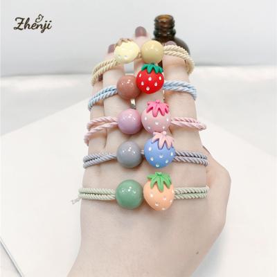 China Free Shipping Cute Simple Fruit Girls Colorful Strawberry Ponytail Elastic Hair Bands Elastic Band Kids Hair Accessories for sale