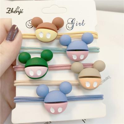 China Sweet Free Shipping Cute Acrylic Single Female Adult Hair Band Elastic Hair Band Mickey Head Hair Rope Knot Candy Color for sale