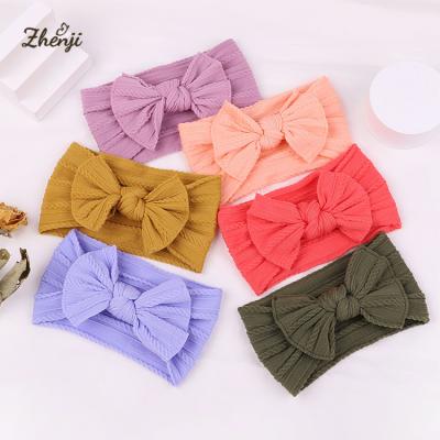 China New Baby Hair Band Jacquard Elastic Super Soft Baby Headband Infant Nylon Fabric Bow Headbands 2382 for sale