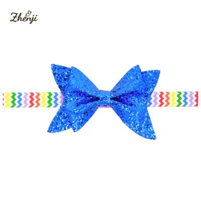 China Double-Layer Sequins Baby Hair Bands Baby Bow Large Bow Stereo Bow Headband Sweet Hair Band for sale