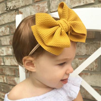 China Fashion INS 16 Colors Big Cute Bow-knot Hair Accessories Pretty Soft Elastic Nylon Head Wraps Toddler Kids Turban Baby Headbands for sale